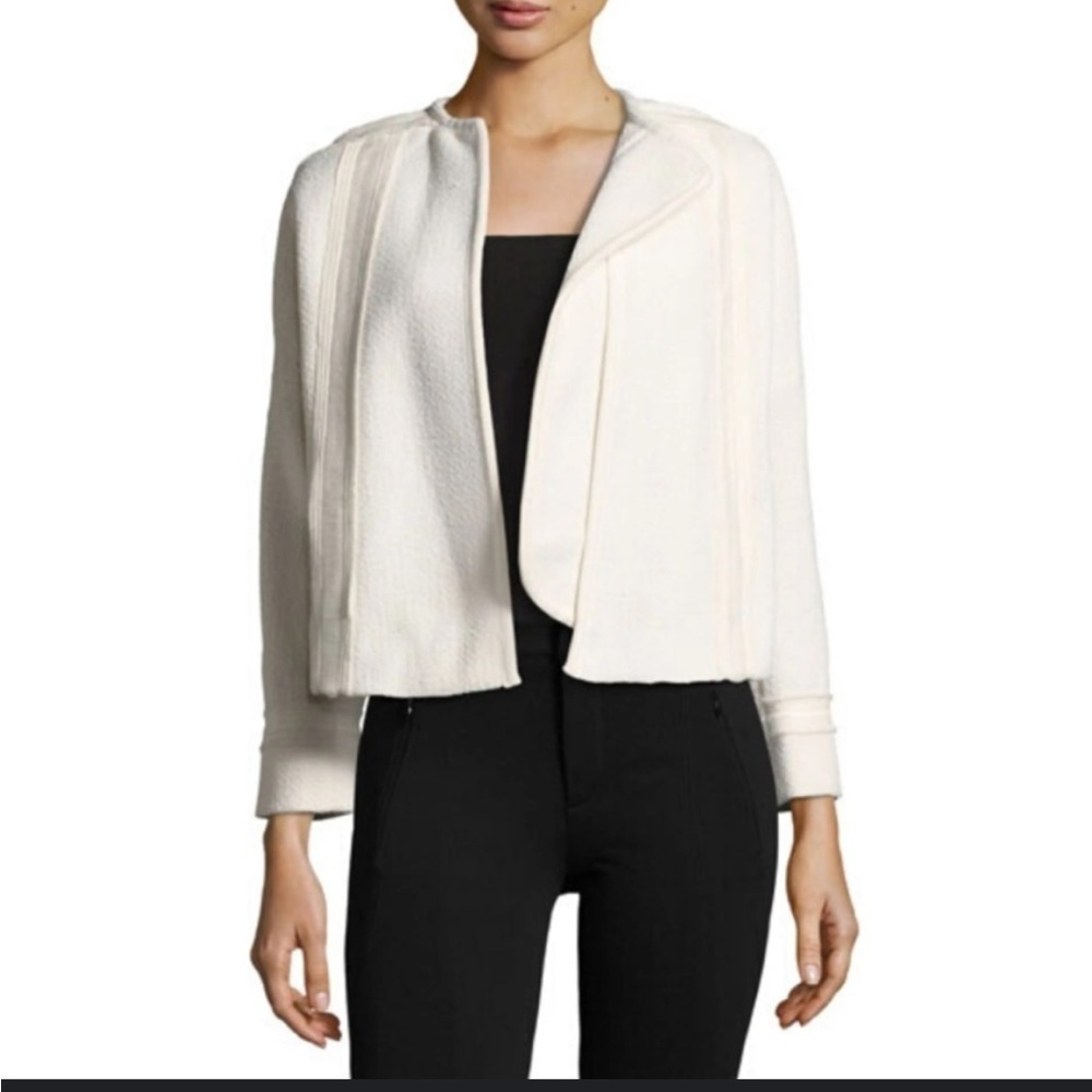 Vince Modele Cream Open Front Collarless Blazer Size 2